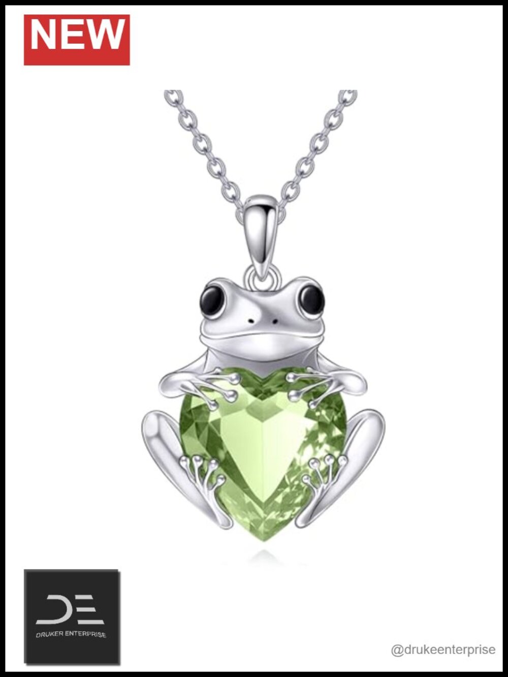 Frog Pendant Necklace Sterling Silver Crystal Charm Pendant Jewelry